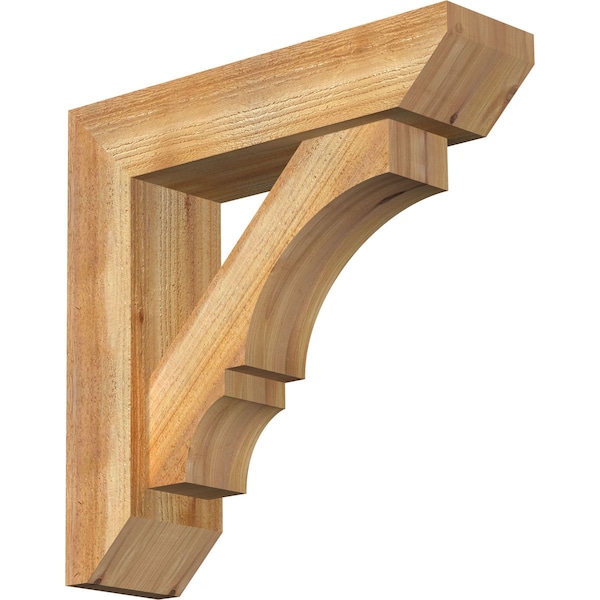 Ekena Millwork Balboa Slat Rough Sawn Bracket w/ Offset Brace, Western Red Cedar, 6"W x 22"D x 22"H BKT0604X22X22BOA06RWR - main
